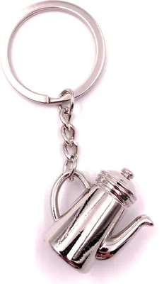 Produktbild von Onwomania Schlüsselanhänger Karaffe Teekanne Kaffeekanne Silber Anhänger Keychain