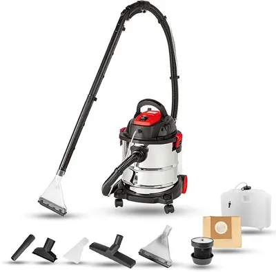 Image de Aspirateur-nettoyeur 1600 W, nettoyeur de tissus d'ameublement, machine de nettoyage de tapis, aspirateur à eau, aspirateur à sec, rapide, efficace, facile à utiliser, puissance d'aspiration élevée, avec un réservoir de 20 litres