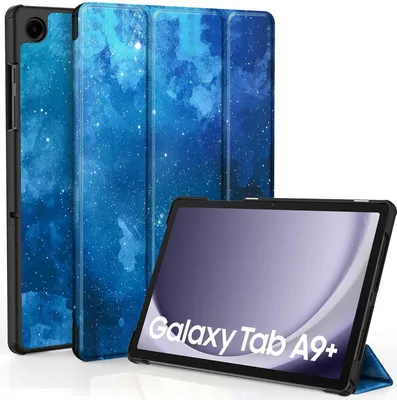 Image de Samsung Galaxy Tab A9+ 11 pouces 2023 Housse en cuirPolyuréthaneavec fonction de support bleu