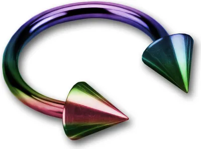 Produktbild von viva-adorno Hufeisen Piercing Edelstahl Spikes Augenbrauenpiercing Z55,Regenbogen,1,2 x 8 x 3+3mm