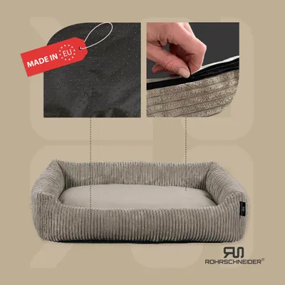 Image de Lit pour chien Rohrschneider, panier pour chien en tissu cordé, avec un ensemble de sacs à déjections canines
