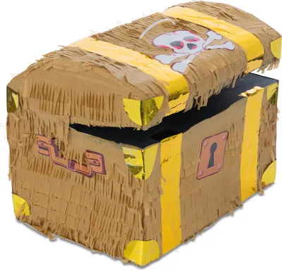 Produktbild von Premium Pinata Schatztruhe zum Selbstbefüllen – Bunte Partydeko für Kindergeburtstag, Piratenparty, Hochzeit & JGA – 45x45x8 cm