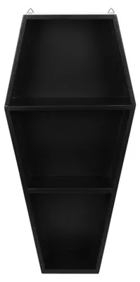 Produktbild von Schwarzes Gothic Regal in Sarg Form mit 2 Böden als Wandregal für Nippes