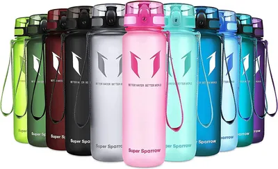 Produktbild von Super Sparrow Trinkflasche - Tritan Wasserflasche - 1000ml - BPA-frei - Ideale Sportflasche - Sport, Wasser, Fahrrad, Fitness, Uni, Outdoor - Leicht, Nachhaltig