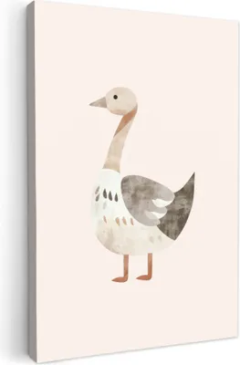 Produktbild von Leinwand Bilder 20x30 cm - Kinder Beige - Ente - Bauernhof, Bilder Wohnzimmer Modern, Wanddeko