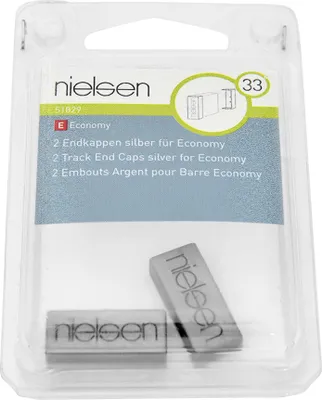 Zdjęcie produktu dla srebrne zaślepki nielsen do szyn galerii ekonomicznej (2 sztuki/opakowanie)