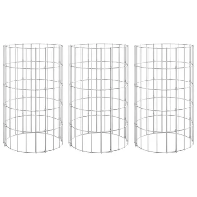 Produktbild von vidaXL Gabionen-Hochbeete 3 Stk. Rund Verzinkter Stahl Ø30x50 cm