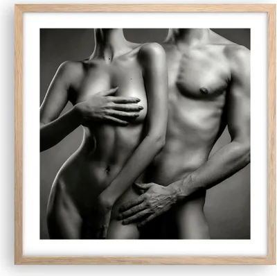 Produktbild von Gerahmtes Poster - Rahmen in heller Eiche - Frau Mann Nackt Paar - 50x50 cm - Wand Bild - Wanddeko - Wandbilder - Wandposter - Bilderrahmen - Bilder - Kunstdruck - Wandbild - P2NAC50x50-2721