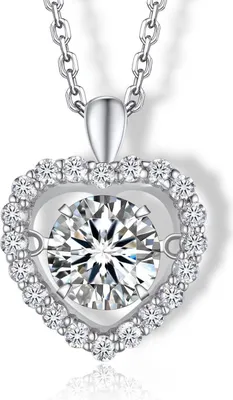 Produktbild von Moissanite Herz Halskette Damen 925 Silber Anhänger Geschenk