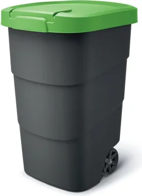 Zdjęcie produktu dla Kosz na śmieci Prosperplast Wheeler 90 l, antracytowy, z zieloną pokrywą