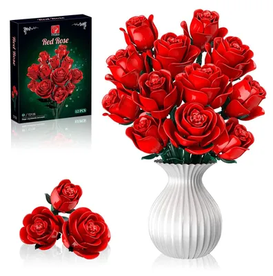Produktbild von Künstlicher Rosenstrauß - 12 rote Rosen