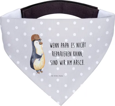 Produktbild von Mr. & Mrs. Panda Hunde-Halstuch Wenn Papa es nicht reparieren kann, sind wir am Arsch - Grau Pastell - Geschenk, Hunde Halstuch, Für, Hundetuch, Vatertag, Papi, Muttertag