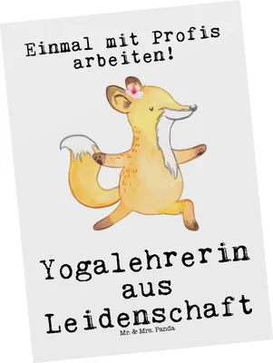 Produktbild von Mr. & Mrs. Panda Grußkarte Yogalehrerin Leidenschaft - Weiß - Geschenk, Postkarten, Ansichtskarte, Fotokarte, Postkarte, bildkarte