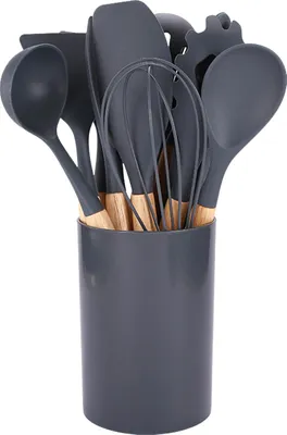 Produktbild von Silikon-Küchenutensilien-Set mit Holzgriff, hitzebeständige Kochutensilien, antihaftbeschichtet, sicheres Küchengeschirr-Set für das Restaurant zu Hause