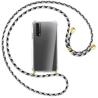 Produktbild von Handykette Backcover-Schutzhülle mit Band (Metall goldfarben) für Huawei P smart 2021 - pink/mint