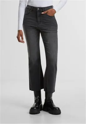 Obrázek produktu pro Dámské kalhoty Urban Classics Ladies Cropped Flared Denim Pants black washed - 30