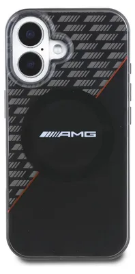 Image de Mercedes AMG, coque de protection pour iPhone 16 MagSafe Rhombs, noir / rouge