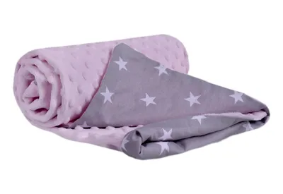 Produktbild von Babydecke für babys Baumwolle, 75x100, weiße Sterne mit rosa Minky
