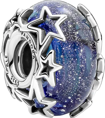 Produktbild von Pandora Moments Charm 790015C00 Galaxy Blue Star Murano Sterling Silber 925 blaues glitzerndes Murano Glas