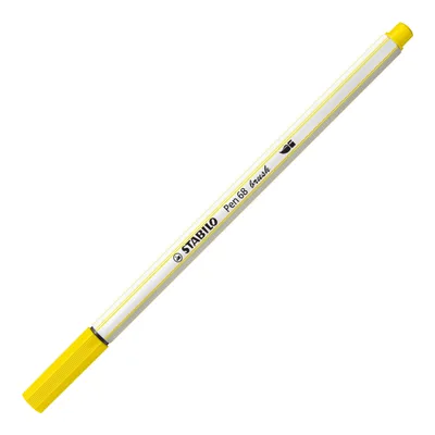 Produktbild von STABILO Pen 68 brush, 1 Farben, Gelb, Pinselspitze, Faser, Gelb, Hexagonal