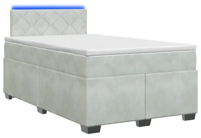 Obrázok produktu pre vidaXL Posteľ s pružinovou základňou, matracom a LED osvetlením, svetlosivá, 120 x 190 cm, s čalúnením z velúru