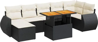Immagine prodotto di vidaXL Set di divani da giardino a 8 pezzi con cuscini in rattan nero