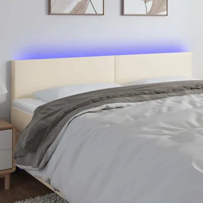 Produktbild von Cloris Designermöbel LED Kopfteil Creme 200x5x78/88 cm Kunstleder 2024 Neu