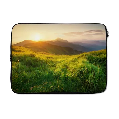 Produktbild von MuchoWow® Laptop Hülle 14 ZollGras - Hügel - Sonne - Natur - Landschaft Laptoptasche - Laptoptasche - Stoßsicher - Schutzhaube