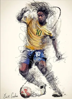 Produktbild von TPFLiving Kunstdruck LW-30 (OHNE RAHMEN) Poster - Leinwand - Wandbild - Hochauflösender Giclée-Druck, langlebig und hochwertig - Berühmte Fußballspieler - Ronaldinho Gaucho -  - Größe: 100x150cm