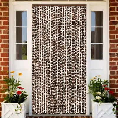 Image de The Living Store Rideau moustiquaire brun et blanc 100x220 cm chenille