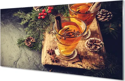Produktbild von Glasbilder 120x60 Wandkunst Winter Tea Nelken