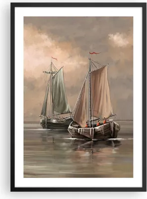 Produktbild von Gerahmtes Poster - Schwarzer Rahmen - Meer Boot Fischer - 50x70 cm - Wand Bild - Wanddeko - Wandbilder - Kunstposter - Wandposter - Bilderrahmen - Bilder - Kunstdruck - Wandbild - P2BPA50x70-3514