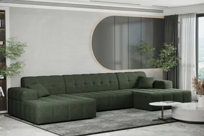 Zdjęcie produktu dla Sofa w kształcie U NIMES narożnik tkanina Verita Ciemnozielony