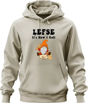 Produktbild von LEFSE It's How I Roll gnome rolling pin Norwegian funny kitchen Uni Hoodie Kapuzenpullover, Natur, L