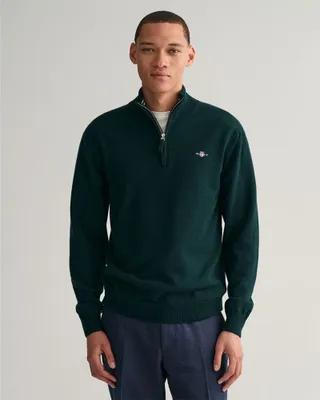 Image de GANT Tricot de Laine superfin avec demi-zip, Vert L