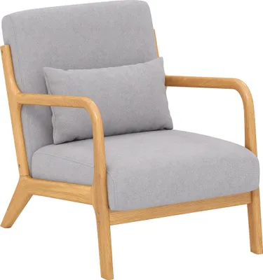 Produktbild von Eleganter Lounge-Sessel mit Holzrahmen und Schaumstoff-Polsterung, Samtoptik, für Wohnzimmer, Schlafzimmer, Grau