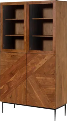 Produktbild von MASSIVMOEBEL24 Vitrine Akazie 100x40x175 natur lackiert KARLSTAD #25