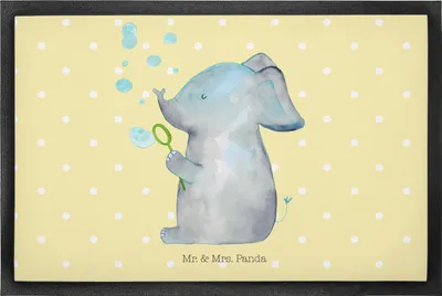 Produktbild von Mr. & Mrs. Panda Fußabtreter Elefant Seifenblasen 50 x 75 cm - Gelb Pastell - Geschenk, abstreifer, Heimat, Lustige Sprüche, Liebesspruch, Liebe, Elefanten, Fußabstreifer