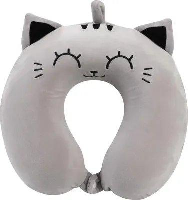 Produktbild von I-TOTAL® Reisekissen Nackenkissen weich für Nackenstützen Motiv graue Katze