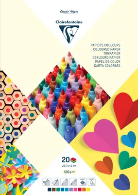 Produktbild von Clairefontaine 5x Farbiges Papier, Block mit 20 Blatt A3 120g/m2 - 97148C