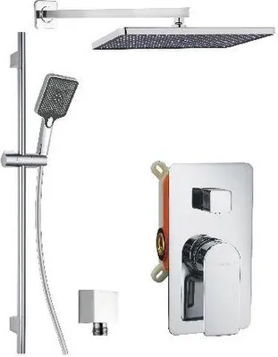 Produktbild von kielle Vega - Duschset mit Unterputzarmatur, für 2 Verbraucher, mit Zubehör und Einbaukörper, verchromt 20618SP10