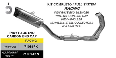 Zdjęcie produktu dla Kompletny układ wydechowy ARROW Racing Indy Race EVO z czarnego aluminium do motocykla Yamaha YZF R9