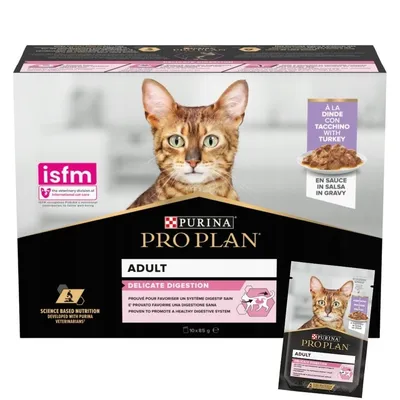 Obrázek produktu pro Purina Pro Plan Delicate Digestion krmivo pro kočky s krůtím masem v omáčce (10 x 85g)