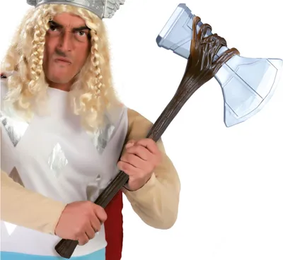 Produktbild von Troglodyten Axt Mittelalterliche Krieger Waffe Karneval Kostümzubehör Heldenhaftes Kampfaxt Accessoire Völkerwanderung Mystisch Fantasie Collectible Epische Abenteuer, Farbe: Metallic