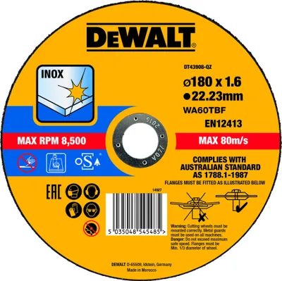 Produktbild von DeWalt Trennscheibe 180x1,6x22,23 mm Inox