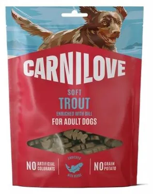 Produktbild von Trockenfutter für Hunde, Carnilove Soft Snack, Geschmacksrichtung Forelle & Dill, 200g