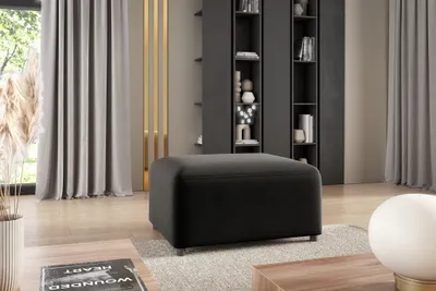 Produktbild von Polsterhocker Designerhocker Hocker MEGAN in Stoff Salvador Schwarz
