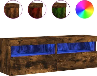 Produktbild von vidaXL TV-Wandschränke mit LED-Leuchten 2 Stk. Räuchereiche 60x30x40cm