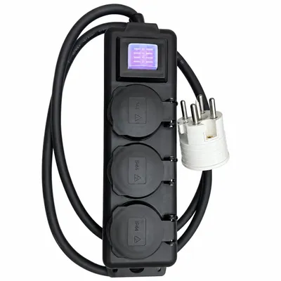 Produktbild von Perilex 3-fach Steckdosenleiste IP44 mit Schalter – 250V, 16A, 3.600W, 1,5 m H07RN-F