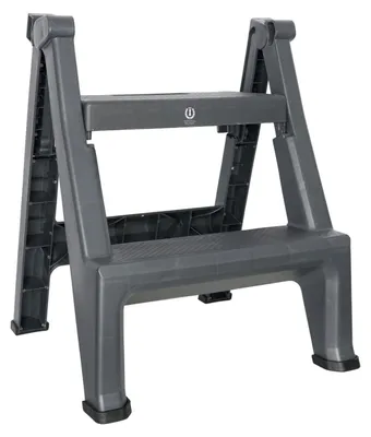 Klappbarer Tritthocker, Polypropylen, rutschfest, bis 150 kg, grau